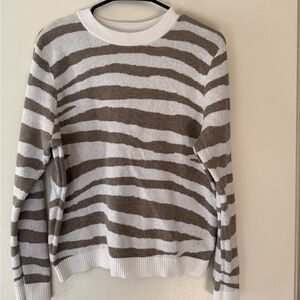 a new day women’s Crewneck Sweater - Brown and White Stripes